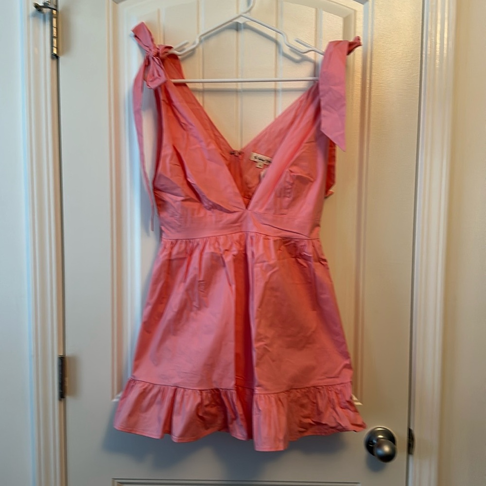 Bow Shoulder Pink Mini Dress